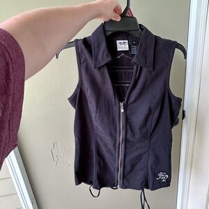 Black Zip-Up Harley Davidson Sleeveless Vest